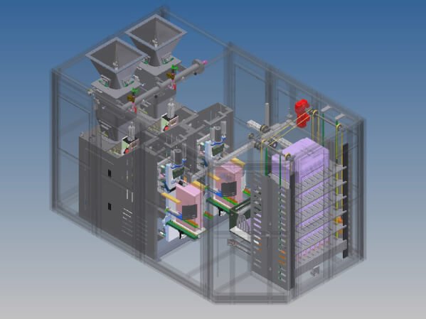 Air type filler with automatic mechanical bag placer - small