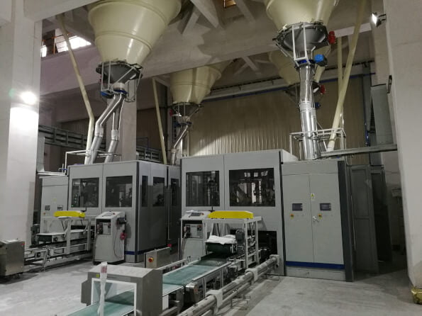 Full automatic horizontal impeller type valve bag packaging line - small