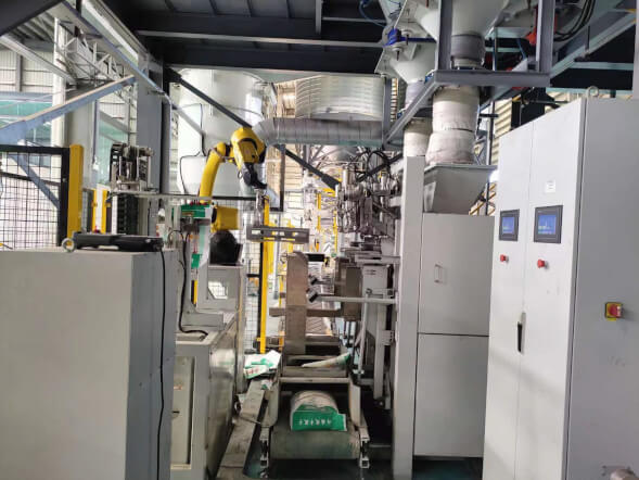 Full automatic vertical impeller type valve bag packaging line - small